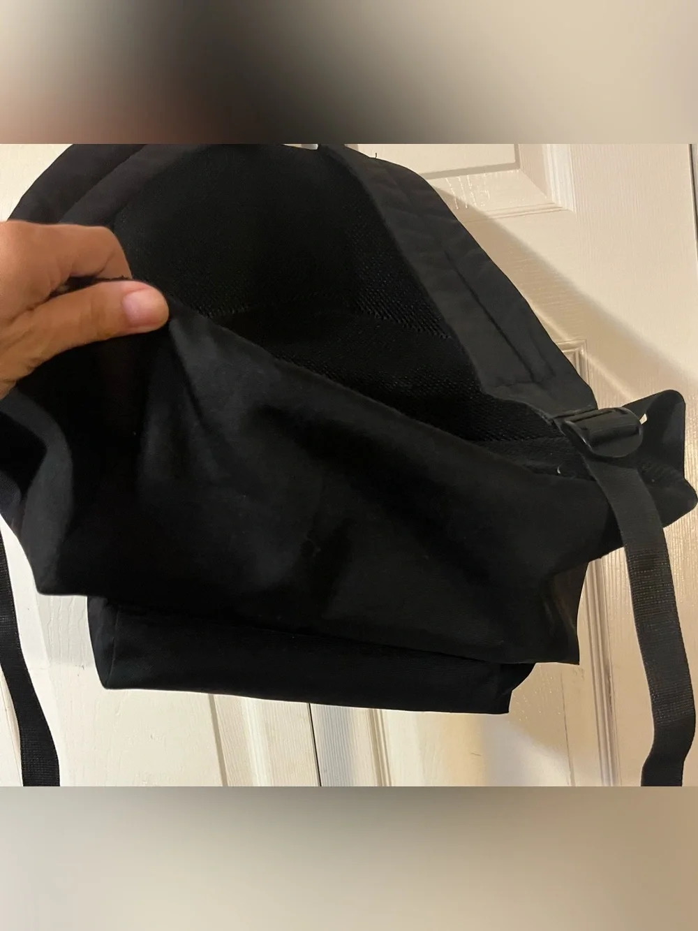 Carhartt WIP Payton Backpack Black Rounded Silhouette White Embroidered Branding